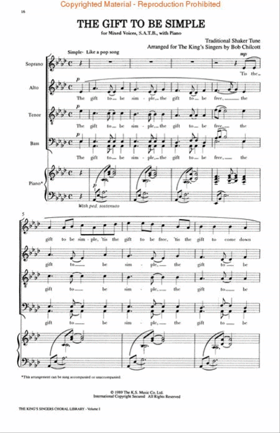 The King's Singers Choral Library (Vol. I) (Collection) 4-Part scores gallery preview page 3