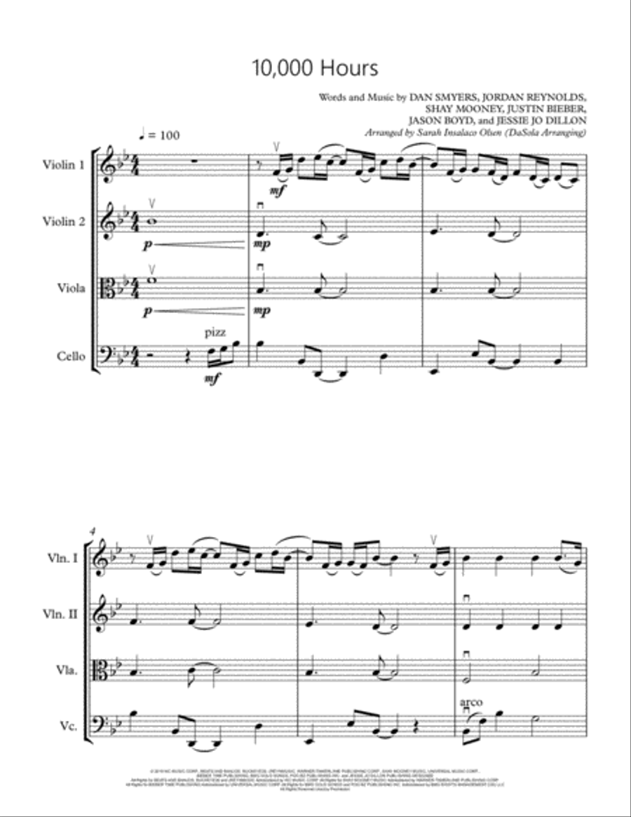 10,000 Hours String Quartet scores gallery preview page 2