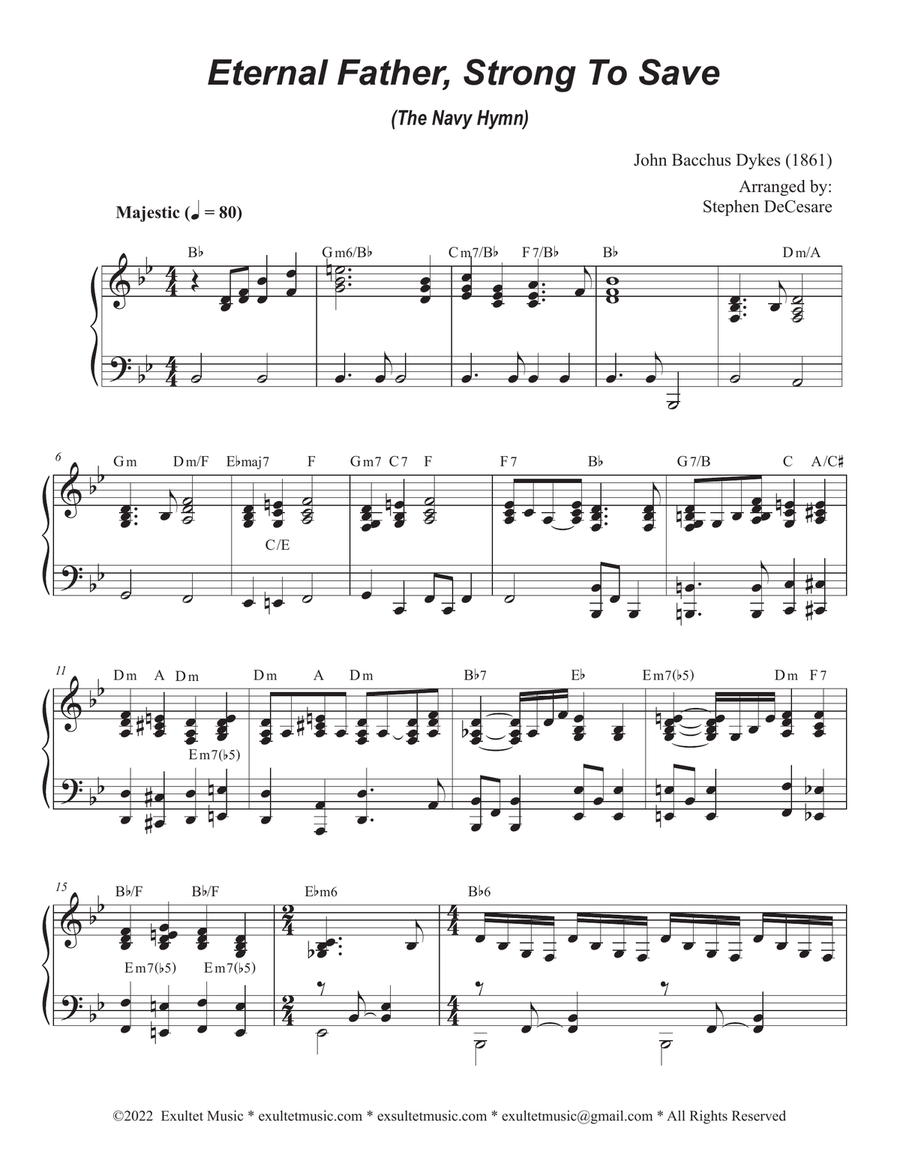 Eternal Father, Strong To Save (The Navy Hymn) (Trombone solo and Piano) Piano scores gallery preview page 5