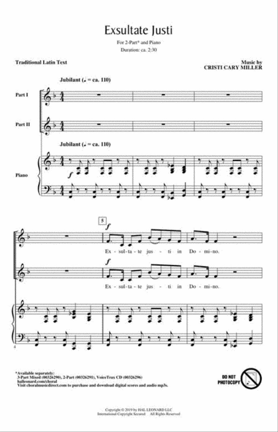 Exsultate Justi Exsultate Justi 2-Part scores gallery preview page 4