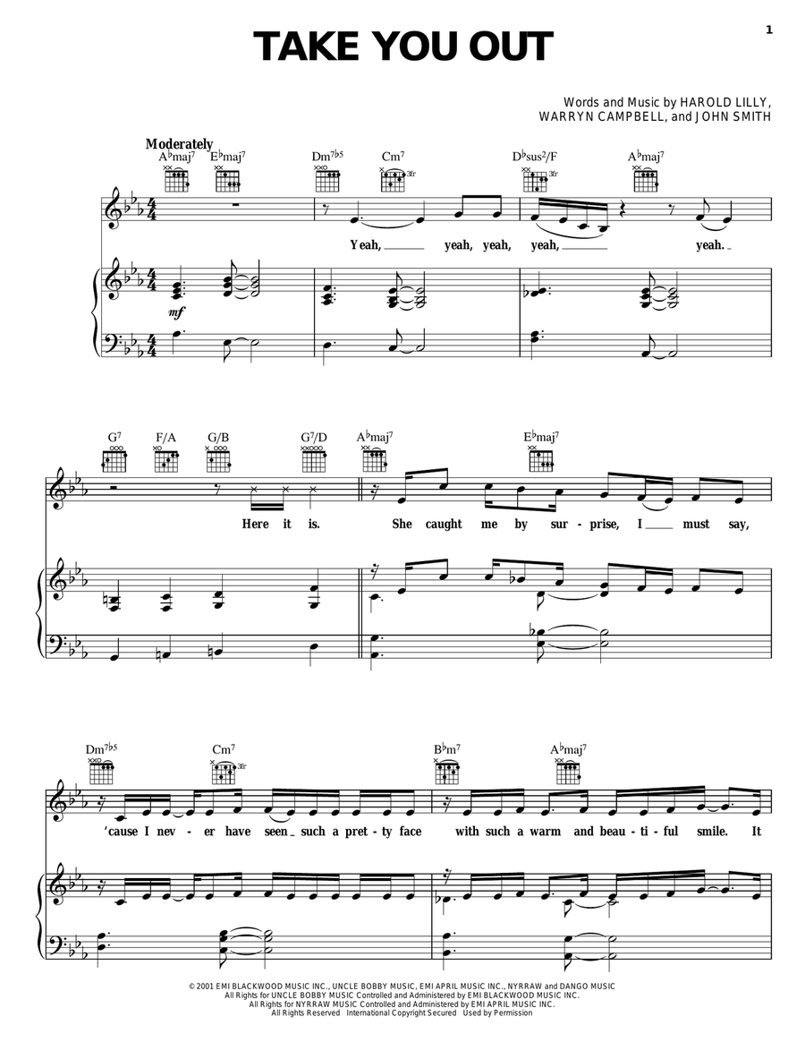 Take You Out Take You Out Piano, Vocal, Guitar scores gallery preview page 1