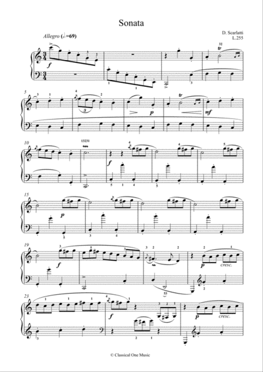 Scarlatti-Sonata in C-Major L.255 K.515(piano) Piano Solo scores gallery preview page 2