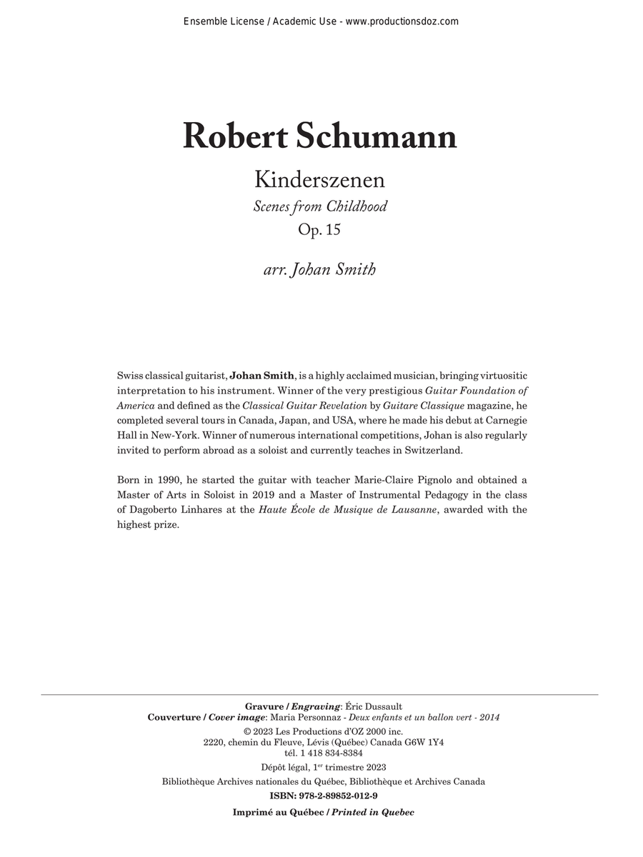 Kinderszenen, Op. 15 Kinderszenen, Op. 15 Classical Guitar scores gallery preview page 1