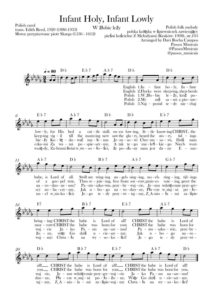 Infant Holy, Infant Lowly (W żłobie leży) Piano scores gallery preview page 1
