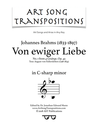 BRAHMS: Von ewiger Liebe, Op. 43 no. 1 (transposed to C-sharp minor)