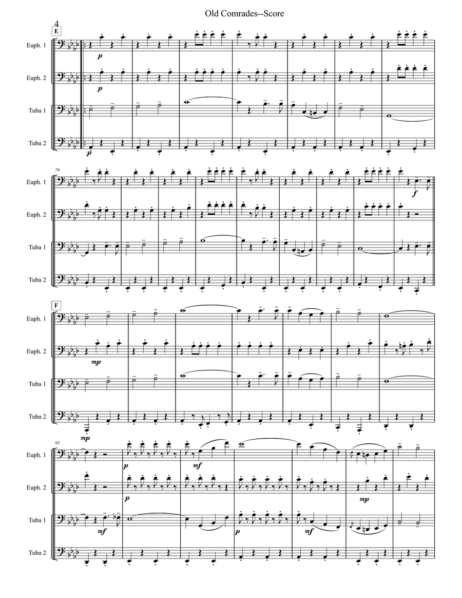 Old Comrades March - Tuba/Euphonium Quartet Brass Ensemble scores gallery preview page 4