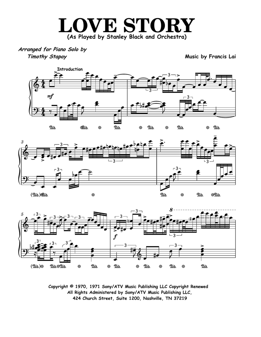 Love Story Piano Solo scores gallery preview page 1