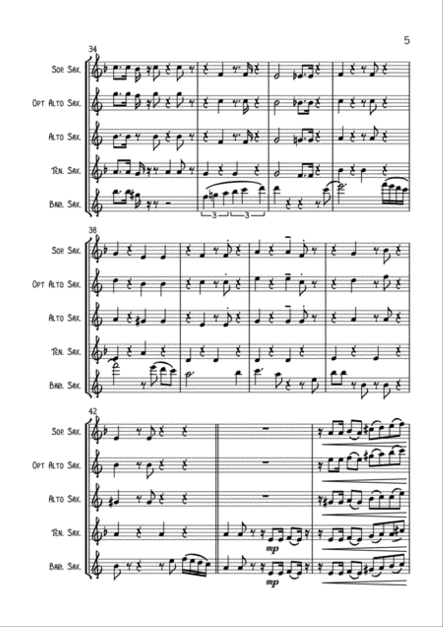 Bossa Qui Pleut Woodwind Quartet scores gallery preview page 6