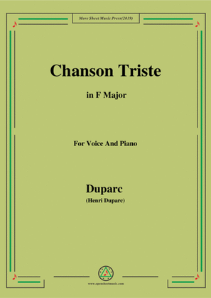 Book cover for Duparc-Chanson Triste in F Major