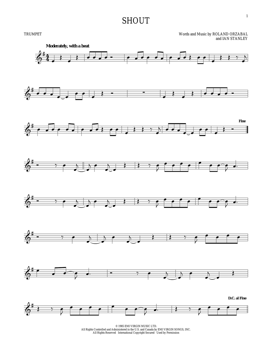 Shout Trumpet Solo scores gallery preview page 1