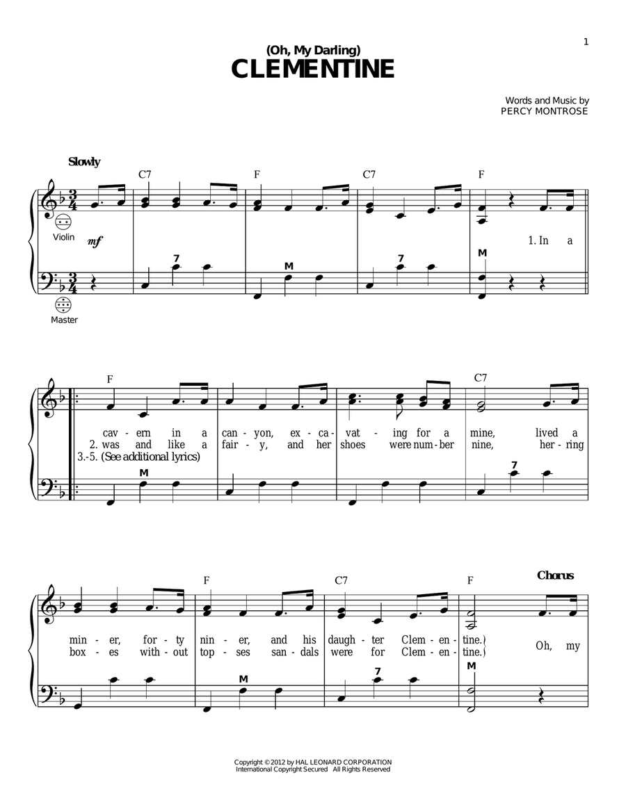 (Oh, My Darling) Clementine Accordion scores gallery preview page 1
