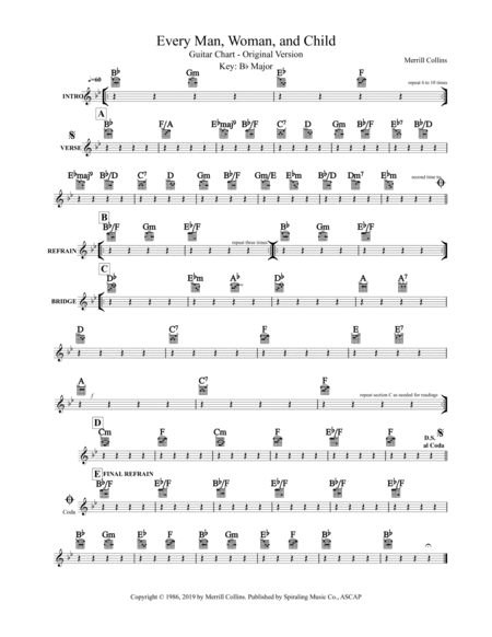 Every Man, Woman, and Child - Guitar Chords - Original - Bb Major