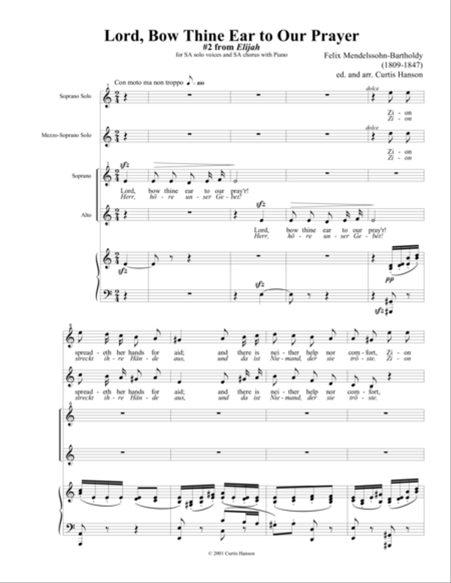Lord, Bow Thine Ear to Our Prayer (SA) SA scores gallery preview page 1
