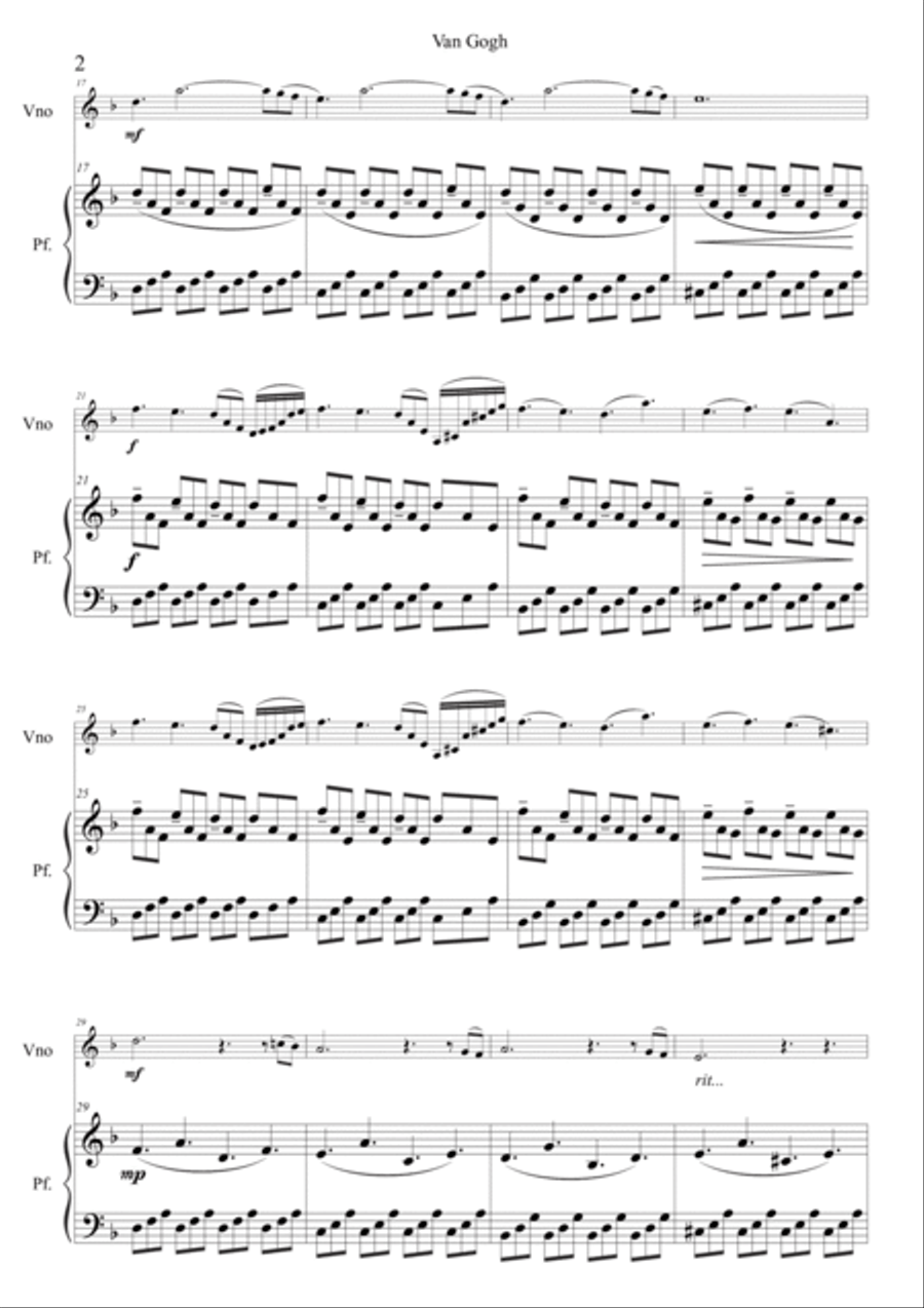 Van Gogh (Piano - Violin) Violin Solo scores gallery preview page 2