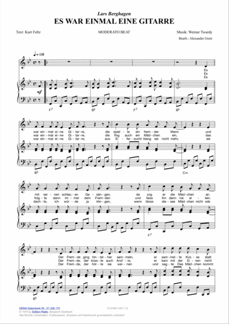 Es war einmal eine Gitarre Piano, Vocal, Guitar scores gallery preview page 2