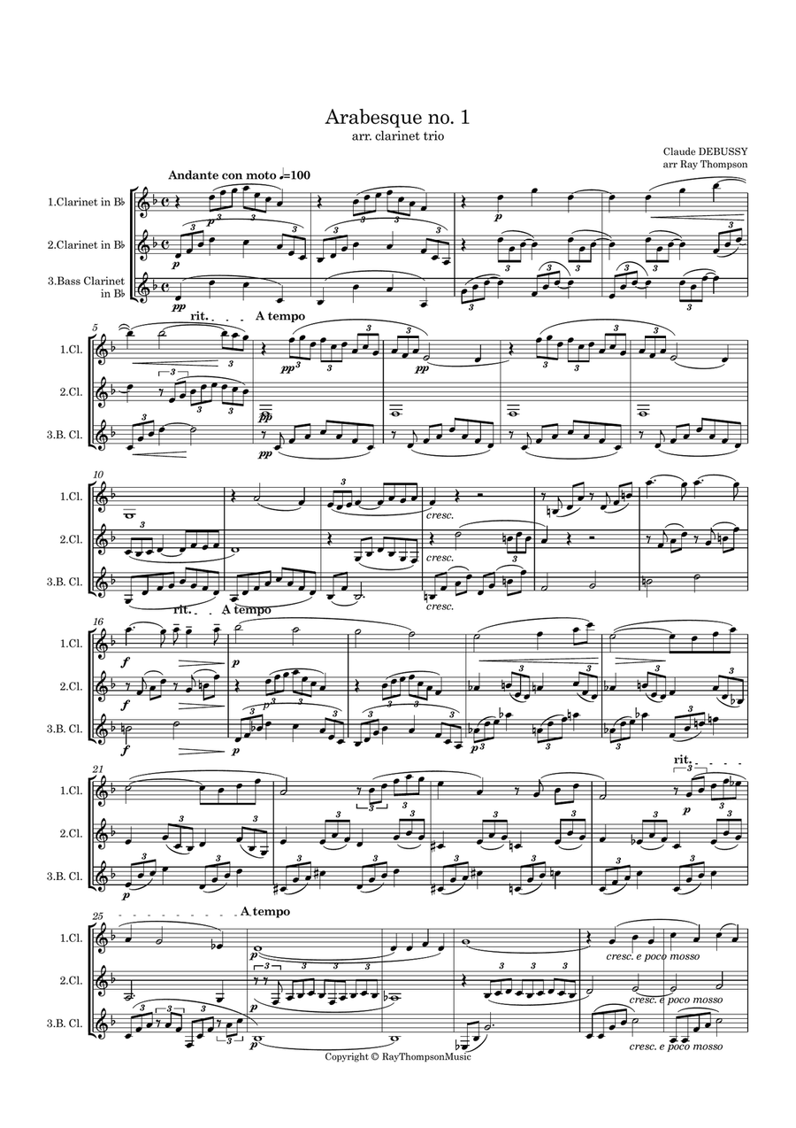 Debussy: Arabesque No.1 - clarinet trio Debussy: Arabesque No.1 - clarinet trio Clarinet Trio scores gallery preview page 2