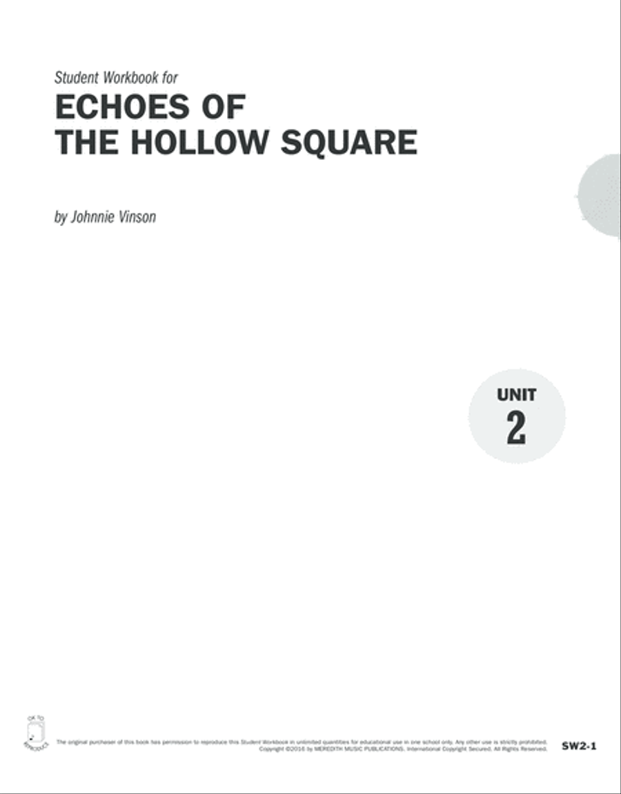 Guides to Band Masterworks, Vol. 6 - Student Workbook - Echoes of The Hollow Square Activity Books scores gallery preview page 1
