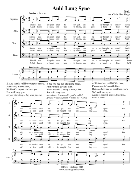 Auld Lang Syne - for SATB choir