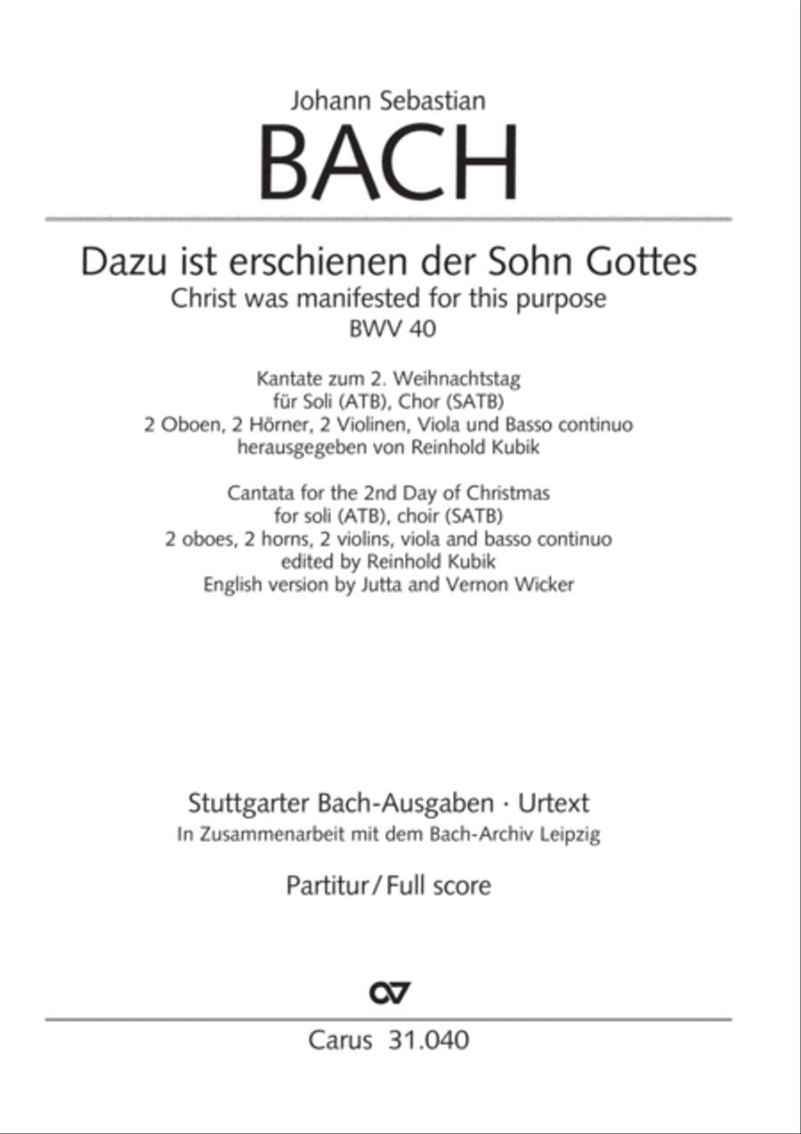 Christ was manifested for this purpose (Dazu ist erschienen der Sohn Gottes) ATB scores gallery preview page 2