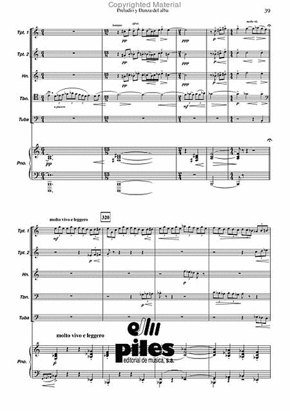 Preludio y Danza del Alba. Brass Quintetand Piano