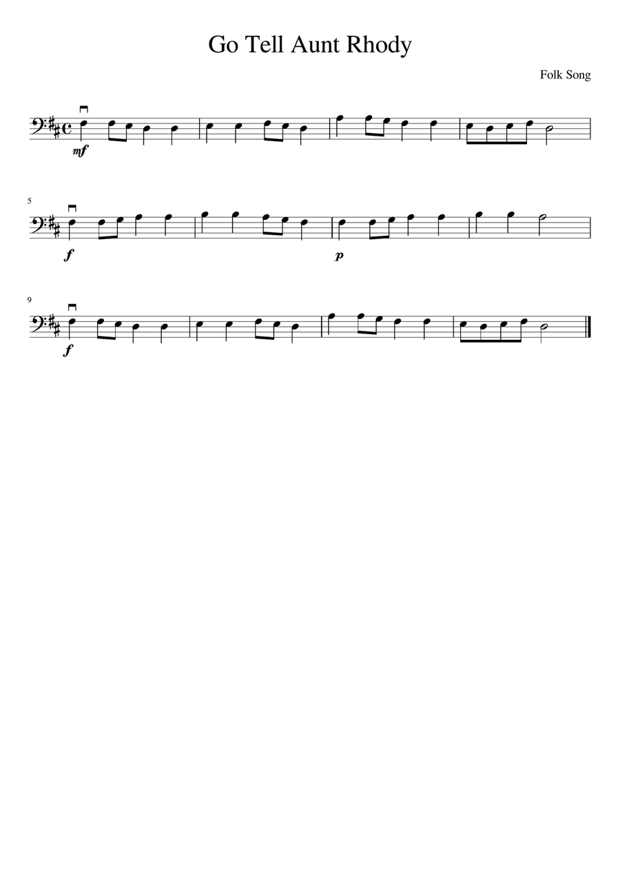 Go Tell Aunt Rhody Go Tell Aunt Rhody Double Bass scores gallery preview page 1