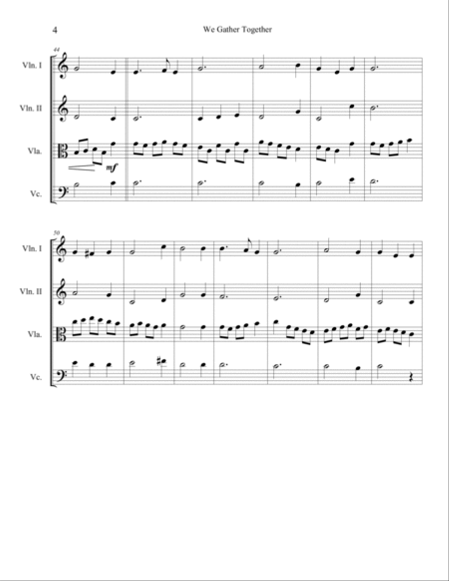 We Gather Together String Quartet scores gallery preview page 5