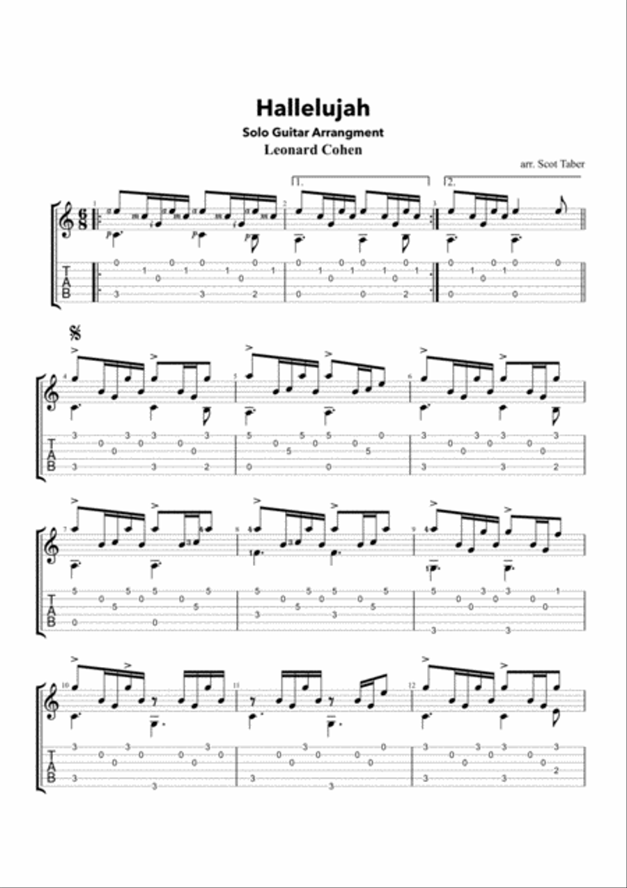 Hallelujah Hallelujah Electric Guitar scores gallery preview page 1