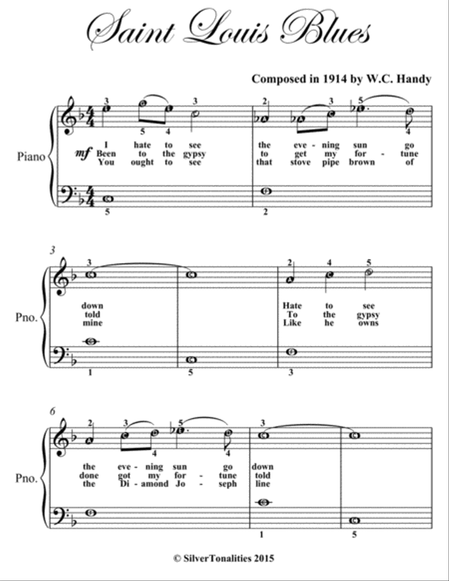 St Louis Blues Easiest Piano Sheet Music