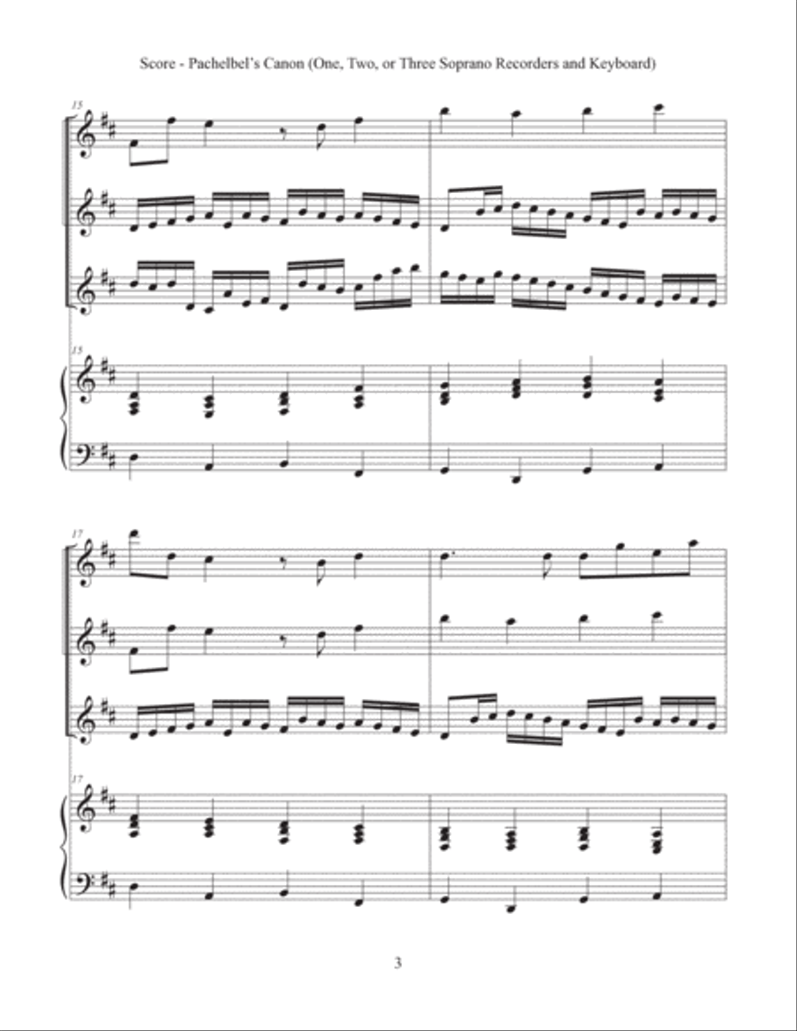 Canon (Soprano Recorder and Keyboard) Bassoon scores gallery preview page 4