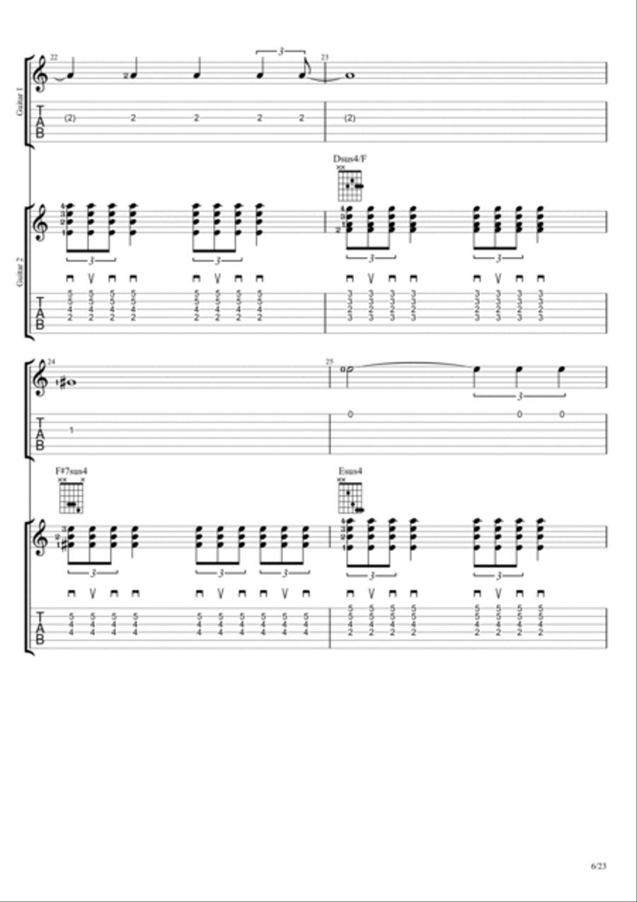 Warriors Guitar Tablature scores gallery preview page 6