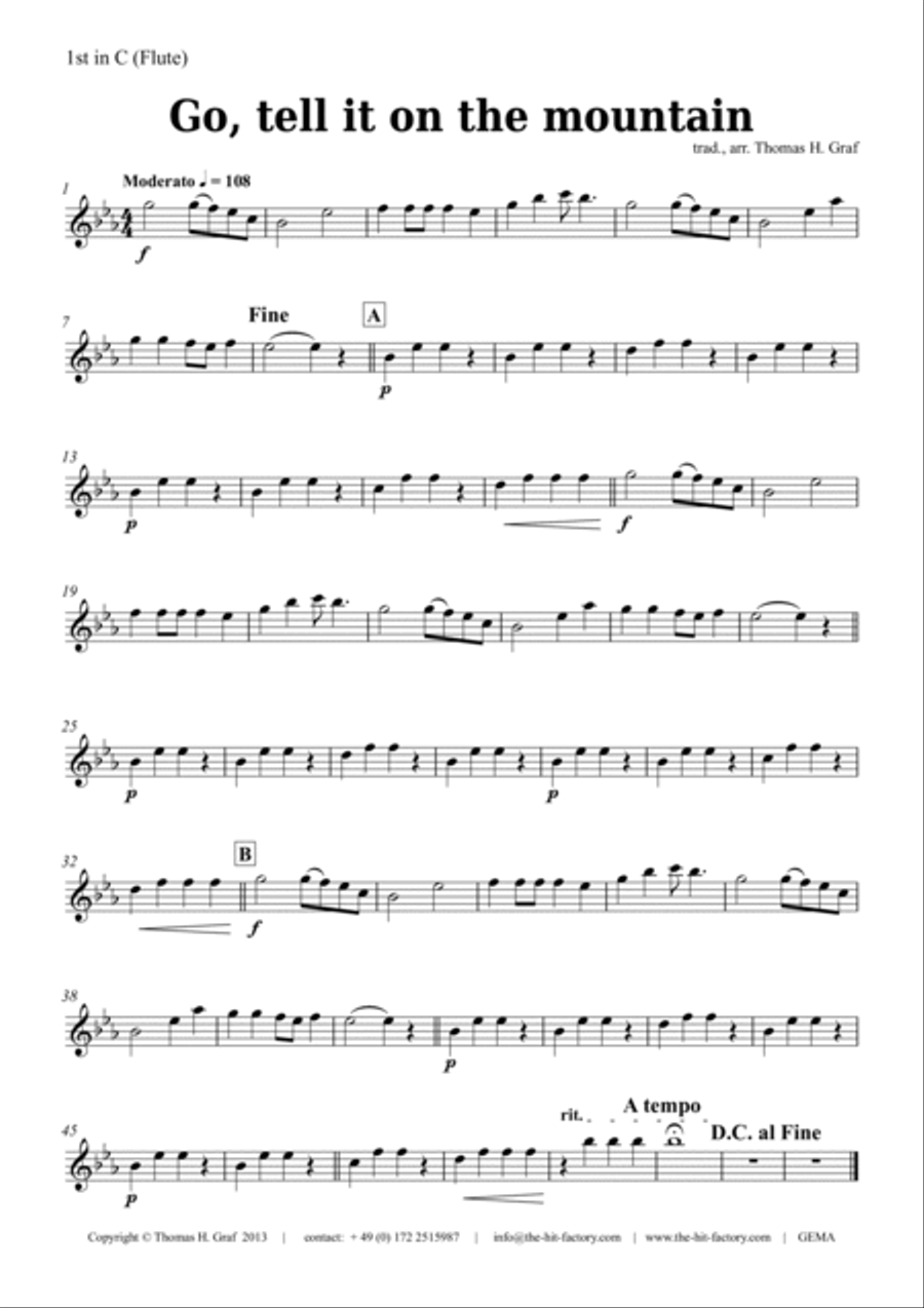 Go, tell it on the mountains TUBA & Kids Clarinet scores gallery preview page 6