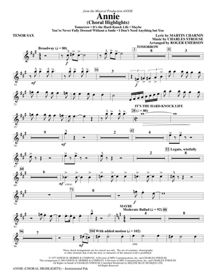 Annie (Choral Highlights) (arr. Roger Emerson) - Bb Tenor Sax