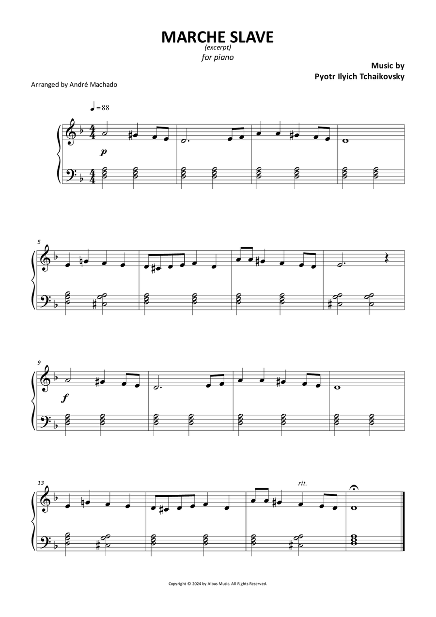Marche Slave Easy Piano scores gallery preview page 1
