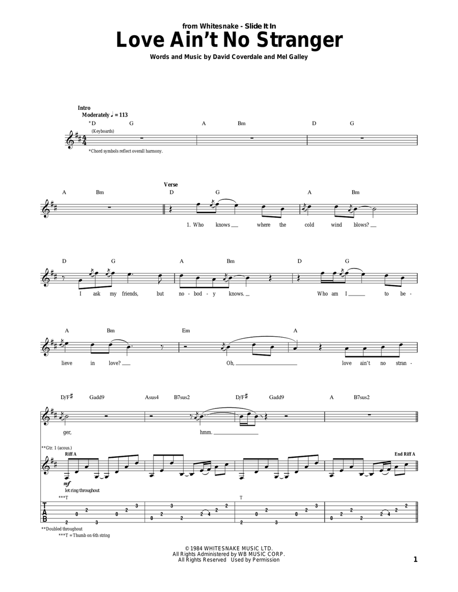 Love Ain't No Stranger Acoustic Guitar scores gallery preview page 1