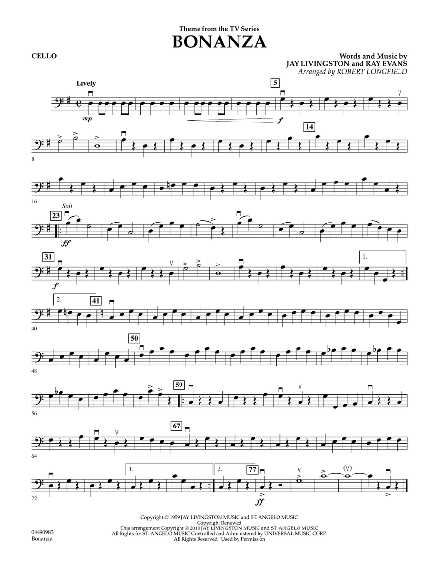 Bonanza - Cello Orchestra scores gallery preview page 1