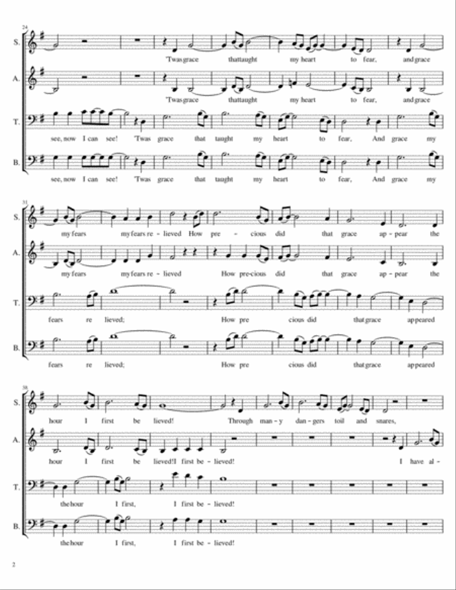 Amazing Grace (A Cappella) 4-Part scores gallery preview page 2