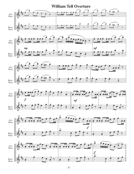 William Tell Overture (Arrangements Level 4 to 6+ for HORN + Written Acc) image number null