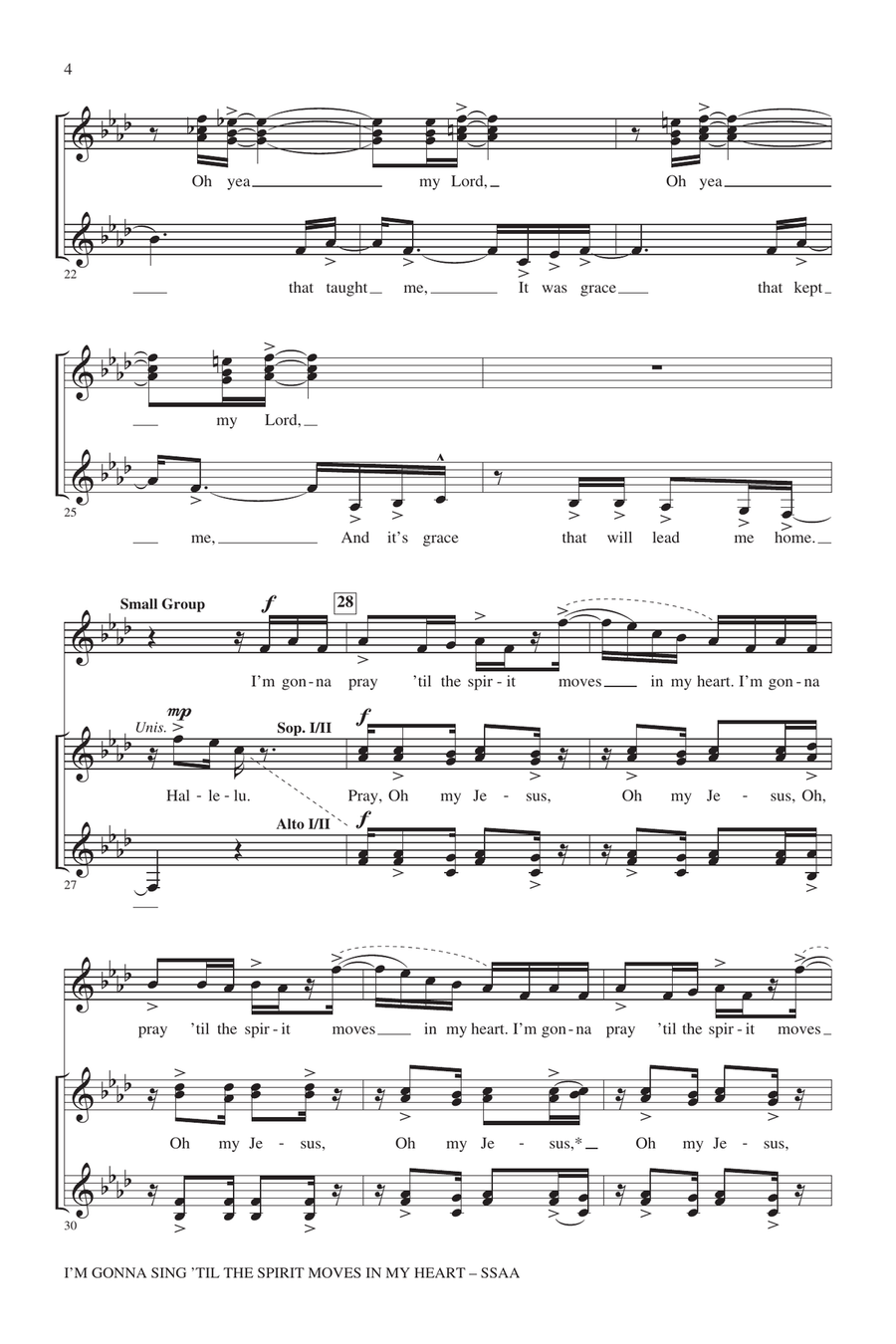 I'm Gonna Sing 'Til The Spirit Moves In My Heart SSA scores gallery preview page 3