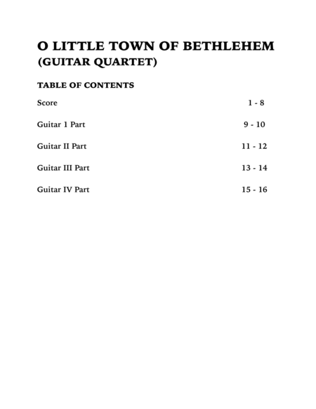 O Little Town of Bethlehem (Guitar Quartet) image number null