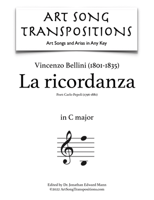 Book cover for BELLINI: La ricordanza (transposed to C major)