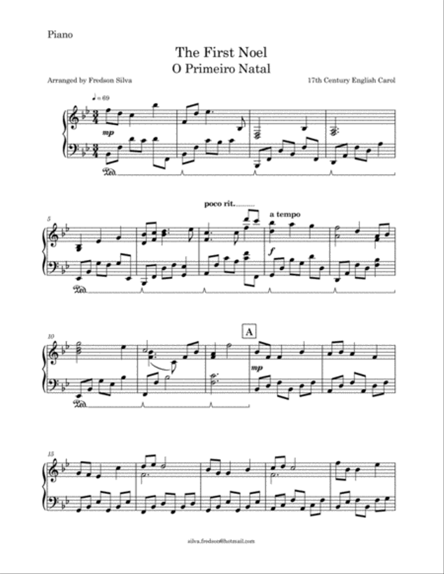 The First Noel (O Primeiro Natal) - Piano and Soprano Saxophone Woodwind Duet scores gallery preview page 2