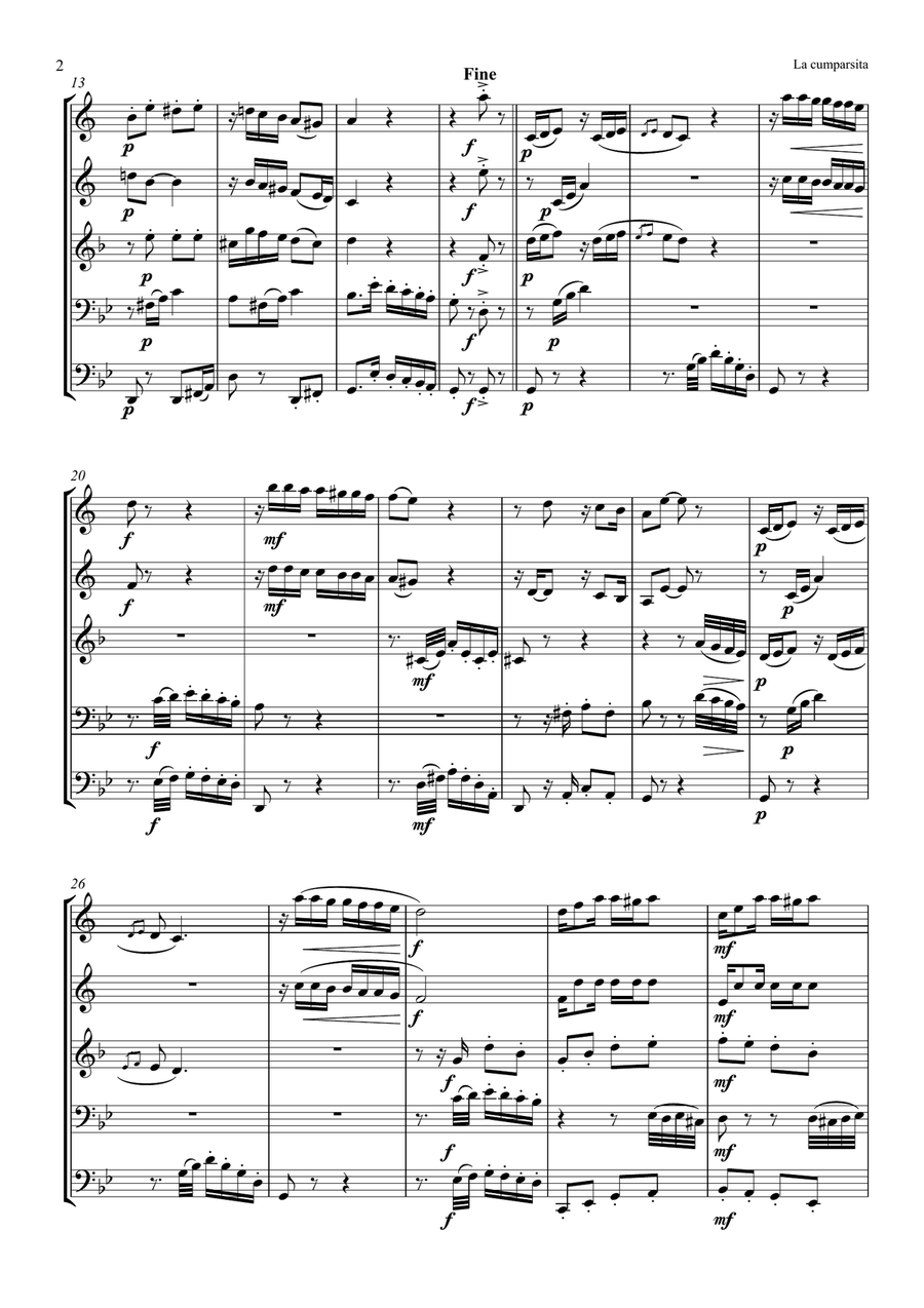 La cumparsita (for Brass Quintet) Brass Quintet scores gallery preview page 2