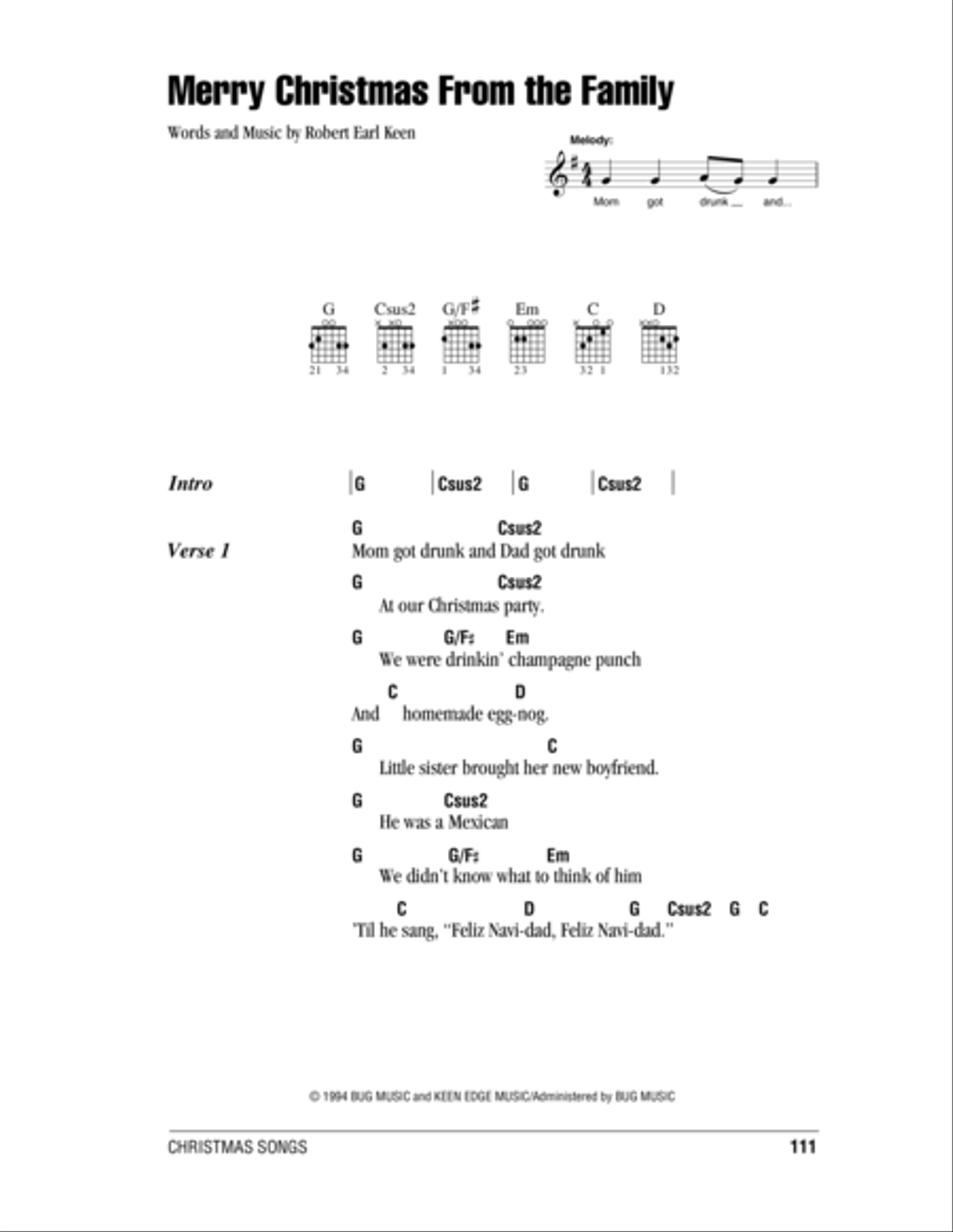 Merry Christmas From The Family Acoustic Guitar scores gallery preview page 1