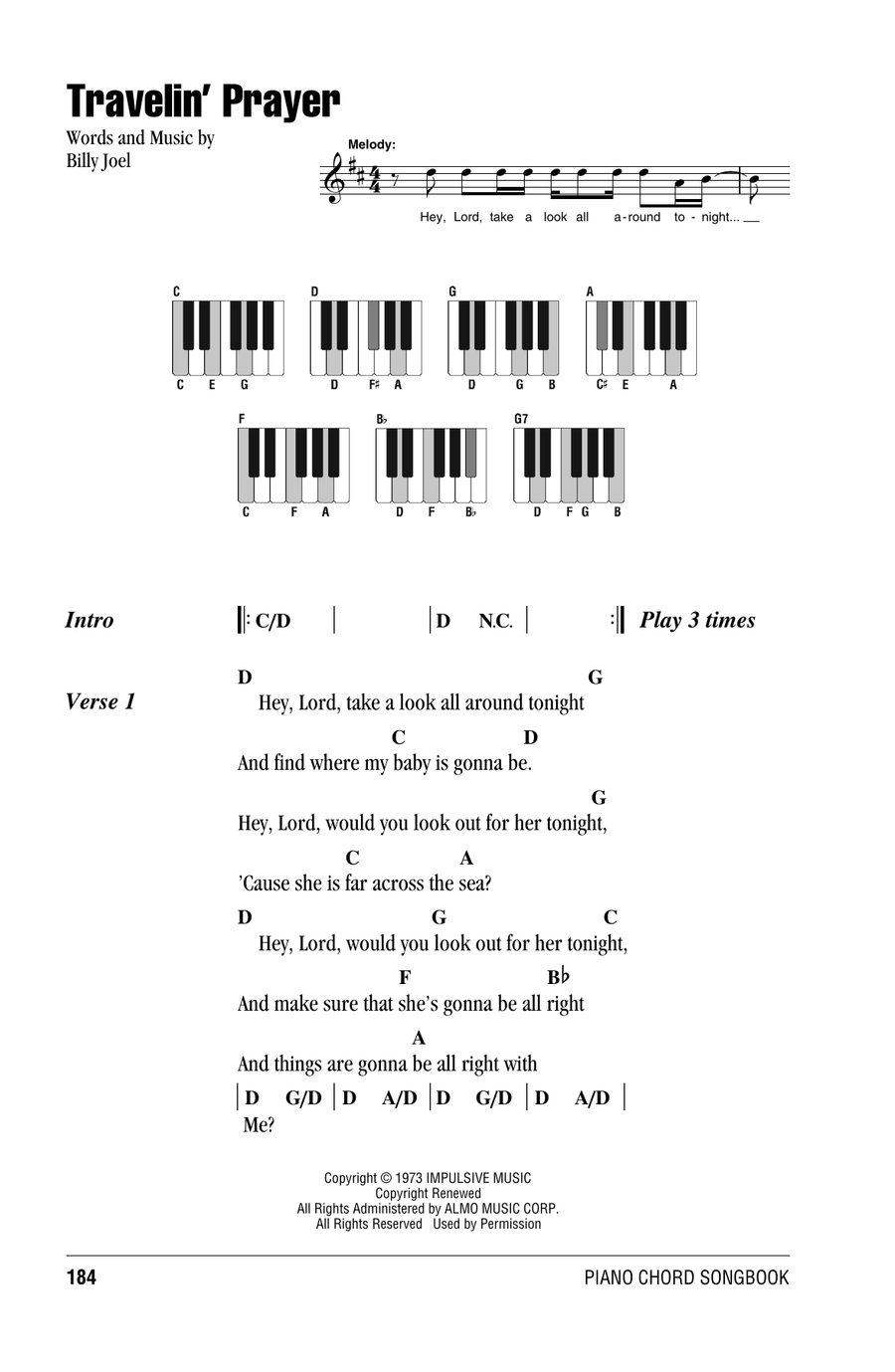 Travelin' Prayer Piano scores gallery preview page 1