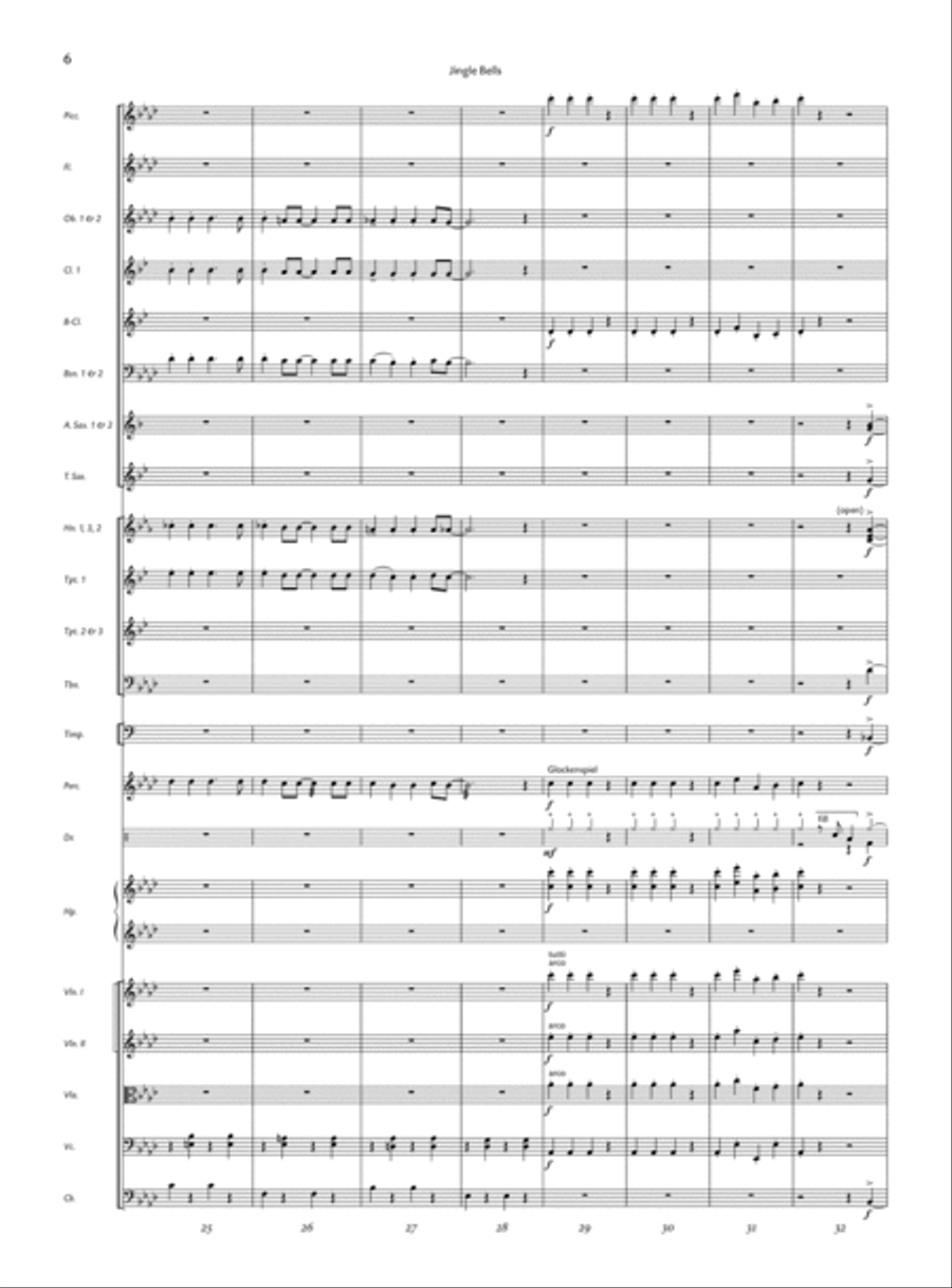 Jingle Bells by James Pierpont Full Orchestra - Sheet Music page 4