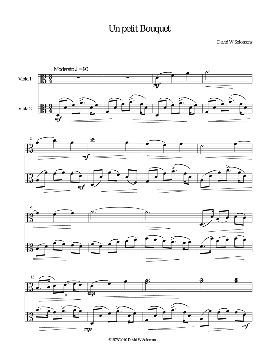 Le Bouquet for 2 violas Viola Solo scores gallery preview page 1