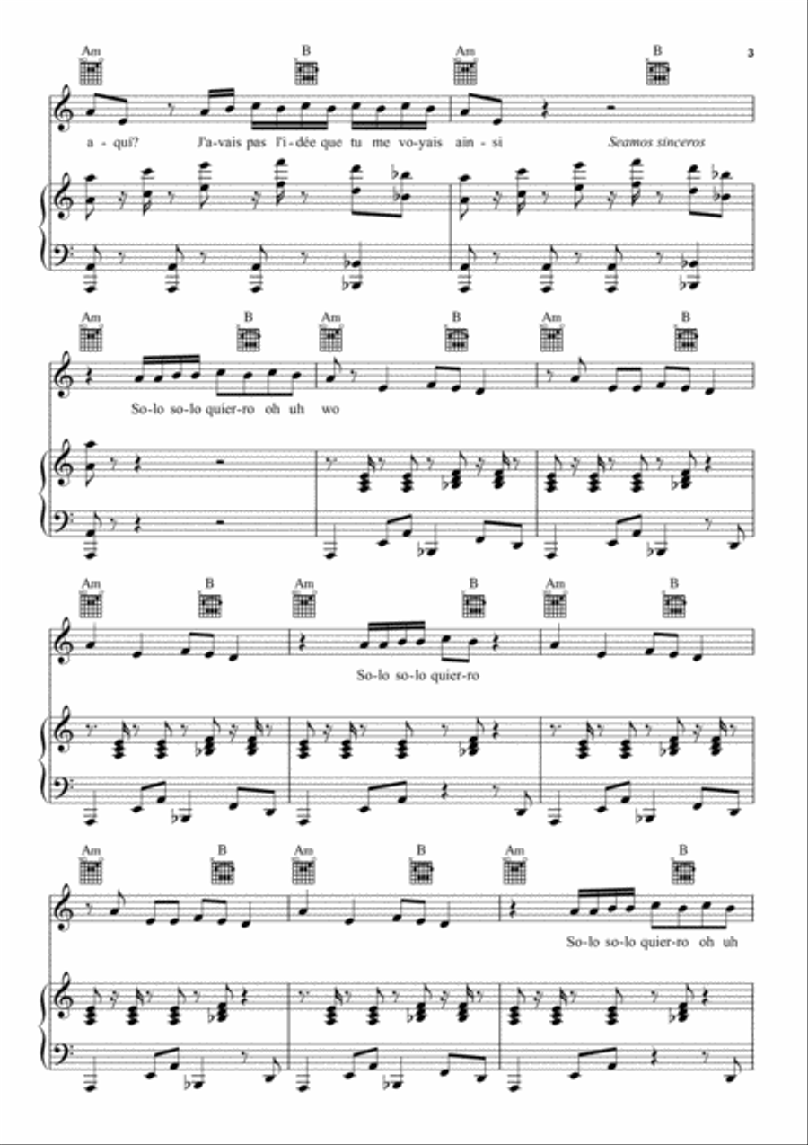 Solo Quiero Piano, Vocal, Guitar scores gallery preview page 3