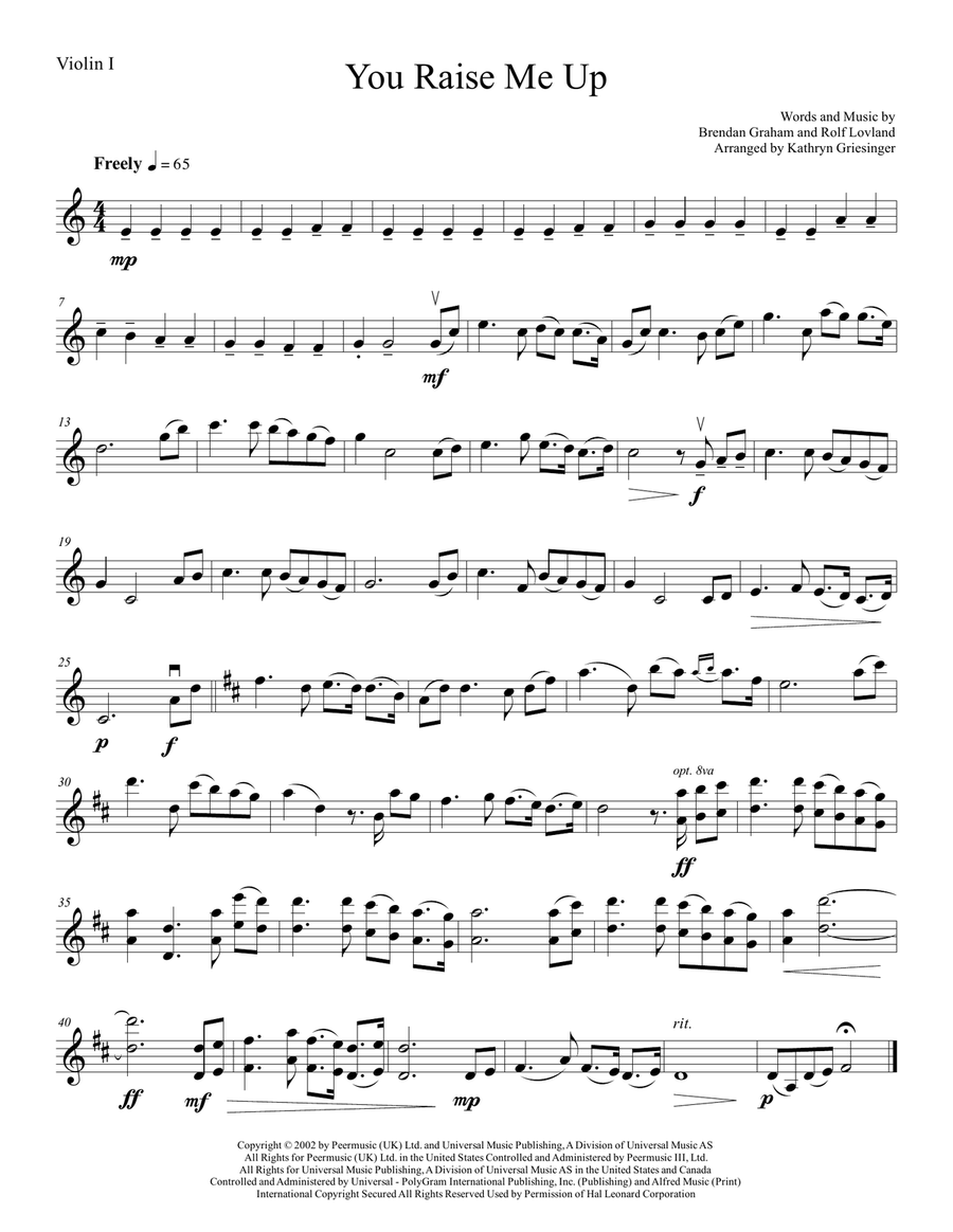 You Raise Me Up String Quartet scores gallery preview page 1