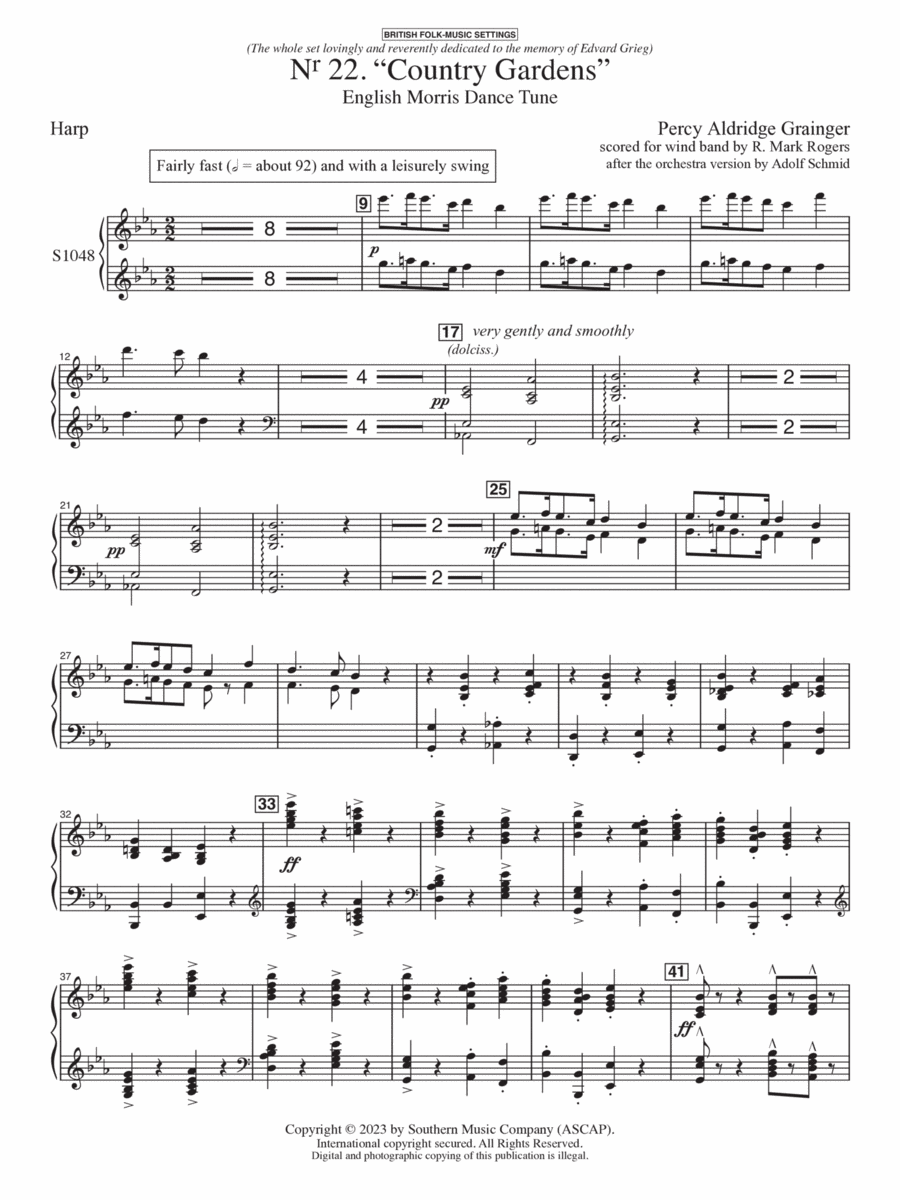 Country Gardens for Symphonic Band - Harp Concert Band scores gallery preview page 1