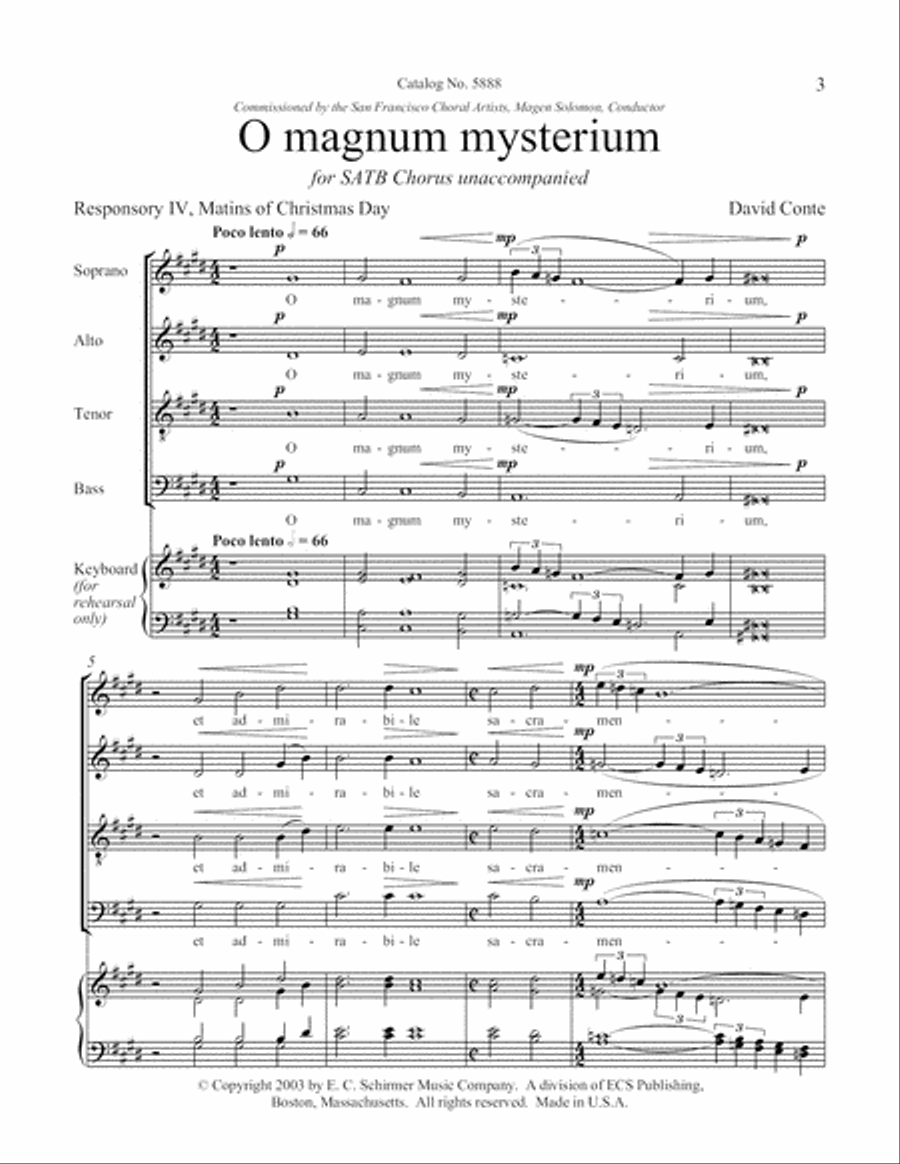 O Magnum Mysterium 4-Part scores gallery preview page 3